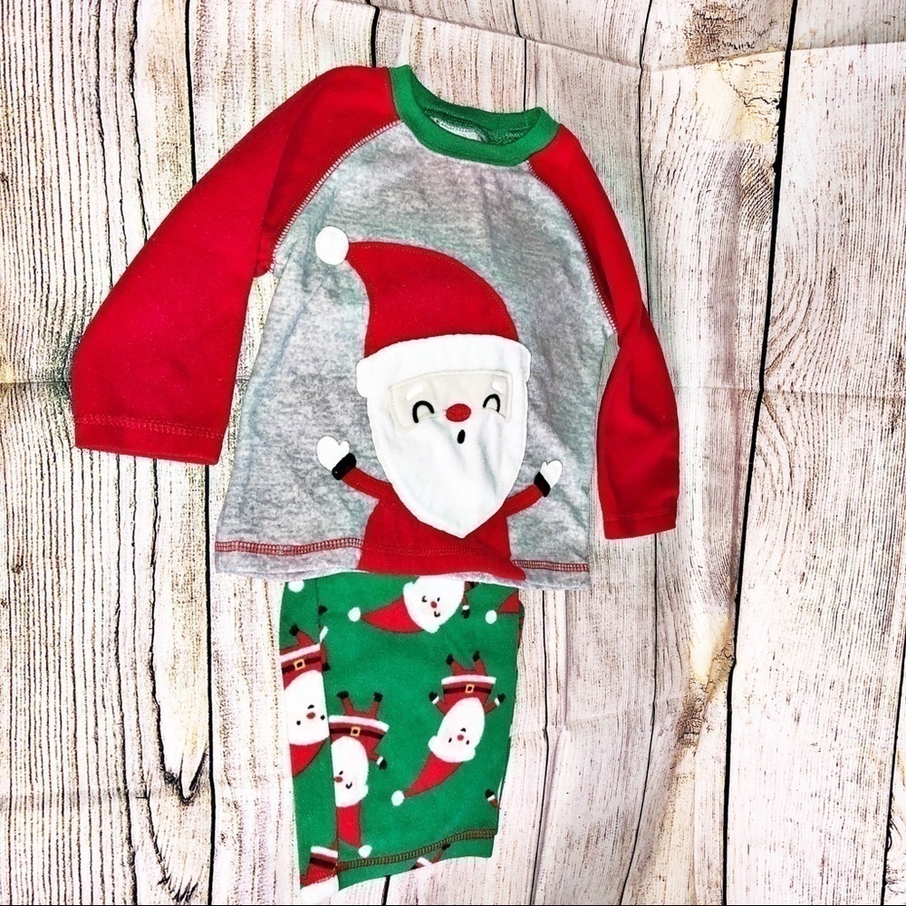 Carters kids Santa fleece 2 piece pajamas Size 12 Months